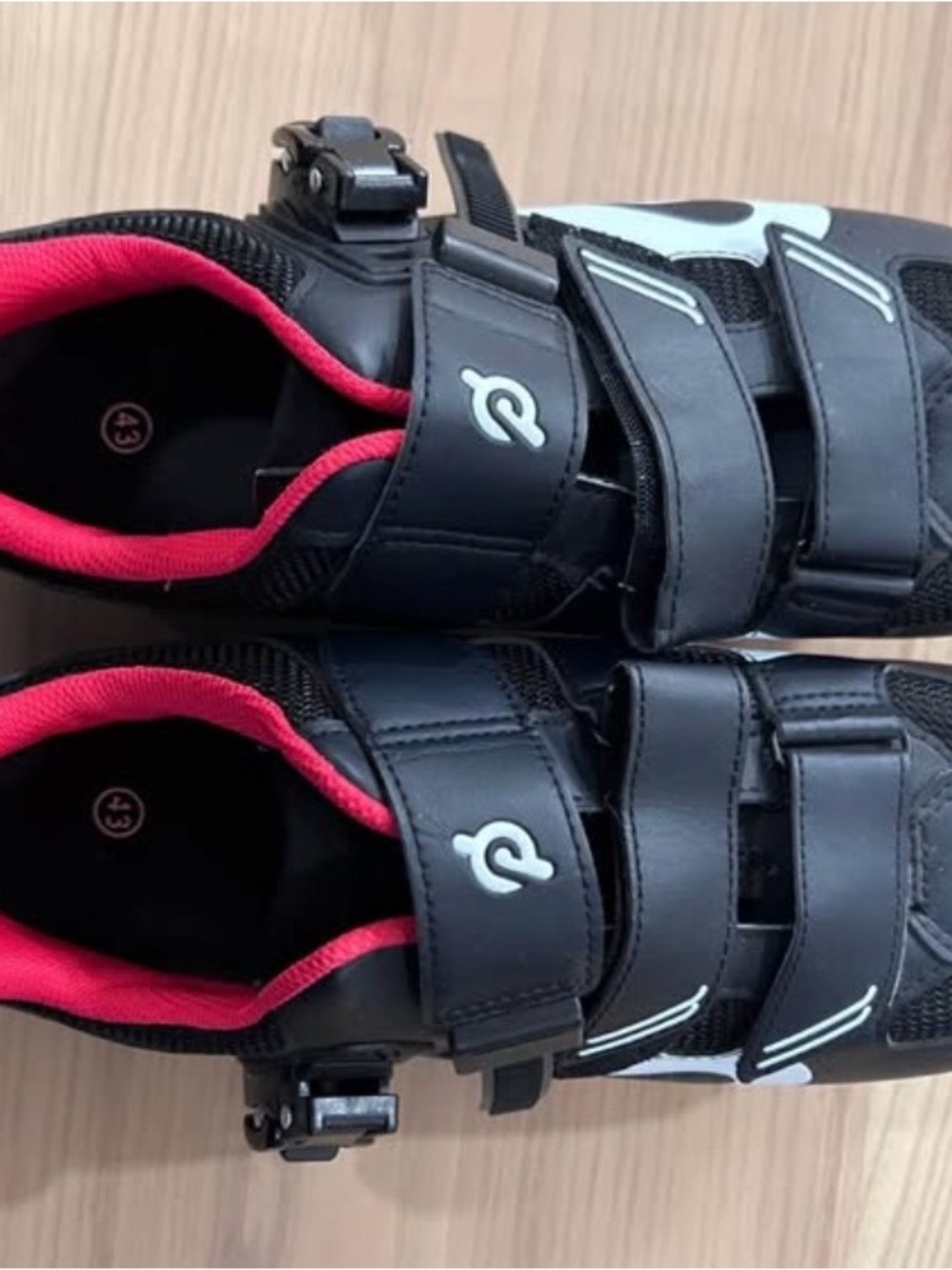 Peloton Black and Pink Women's Cycling Shoes with Buckle and Straps